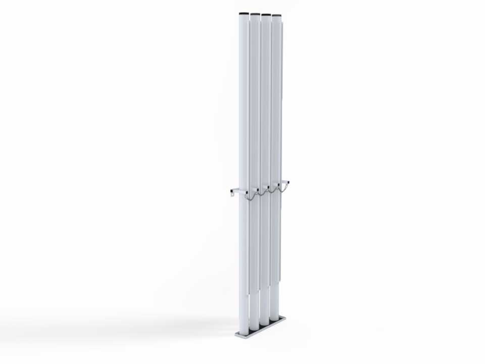 Verticale muurbeugels voor 4 palen